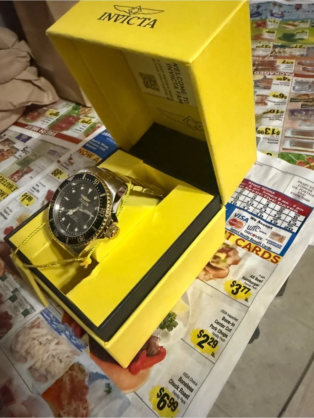 Invicta Two-Tone Silver and Gold Dive Watch with Black Dial